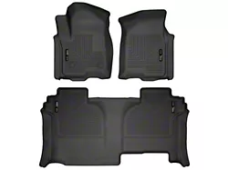 Husky Liners WeatherBeater Front and Second Seat Floor Liners; Black (19-24 Sierra 1500 Double Cab)