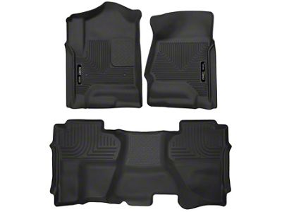 X-Act Contour Front and Second Seat Floor Liners; Black (14-18 Sierra 1500 Double Cab)