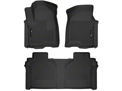 X-Act Contour Front and Second Seat Floor Liners; Black (19-23 Sierra 1500 Crew Cab w/ Rear Underseat Storage)