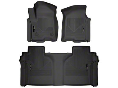 Husky Liners WeatherBeater Front and Second Seat Floor Liners; Black (20-24 Sierra 2500 HD Crew Cab w/ Rear Underseat Storage)