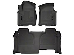 Husky Liners WeatherBeater Front and Second Seat Floor Liners; Black (20-23 Sierra 2500 HD Double Cab)