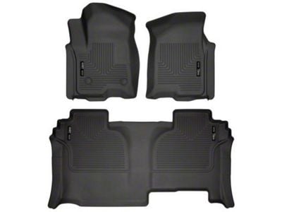 Husky Liners WeatherBeater Front and Second Seat Floor Liners; Black (20-24 Sierra 2500 HD Double Cab)