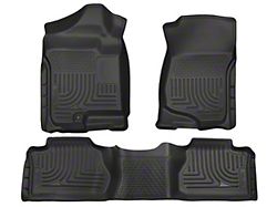 Husky Liners WeatherBeater Front and Second Seat Floor Liners; Footwell Coverage; Black (07-13 Sierra 2500 HD Extended Cab)