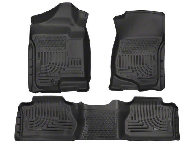 Husky Liners WeatherBeater Front and Second Seat Floor Liners; Footwell Coverage; Black (07-13 Sierra 2500 HD Extended Cab)