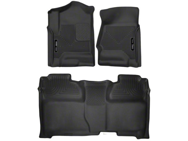X-Act Contour Front and Second Seat Floor Liners; Black (15-19 Sierra 2500 HD Crew Cab)