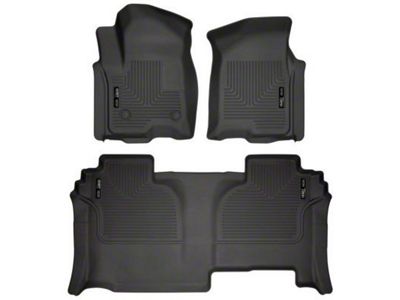 Husky Liners WeatherBeater Front and Second Seat Floor Liners; Black (20-24 Sierra 3500 HD Double Cab)