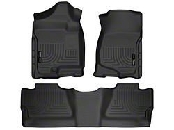 Husky Liners WeatherBeater Front and Second Seat Floor Liners; Footwell Coverage; Black (07-14 Sierra 3500 HD Crew Cab)