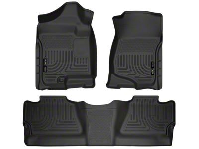 Husky Liners WeatherBeater Front and Second Seat Floor Liners; Footwell Coverage; Black (07-14 Sierra 3500 HD Crew Cab)
