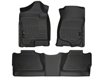 Husky Liners WeatherBeater Front and Second Seat Floor Liners; Footwell Coverage; Black (07-14 Sierra 3500 HD Crew Cab)