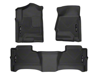 Husky Liners WeatherBeater Front and Second Seat Floor Liners; Footwell Coverage; Black (15-19 Sierra 3500 HD Crew Cab)