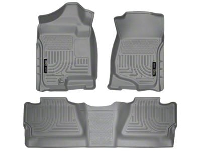 Husky Liners WeatherBeater Front and Second Seat Floor Liners; Footwell Coverage; Gray (07-14 Sierra 3500 HD Crew Cab)