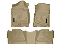 Husky Liners WeatherBeater Front and Second Seat Floor Liners; Footwell Coverage; Tan (07-14 Sierra 3500 HD Crew Cab)