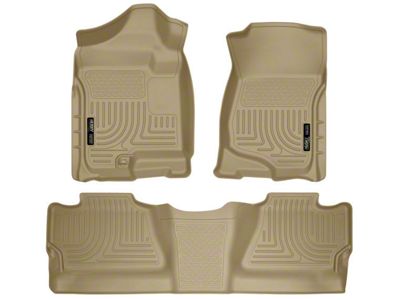 Husky Liners WeatherBeater Front and Second Seat Floor Liners; Footwell Coverage; Tan (07-14 Sierra 3500 HD Crew Cab)