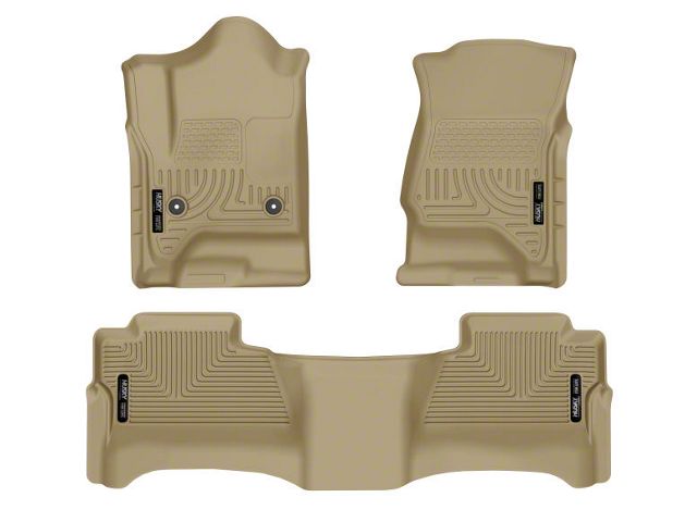 Husky Liners WeatherBeater Front and Second Seat Floor Liners; Footwell Coverage; Tan (15-19 Sierra 3500 HD Crew Cab)