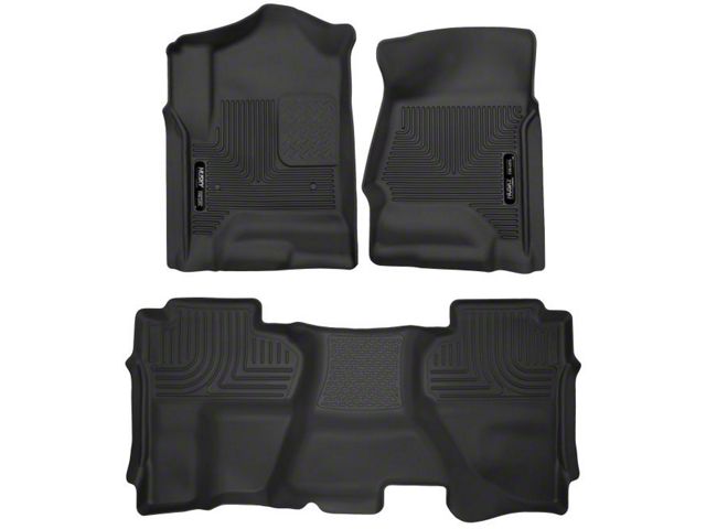 X-Act Contour Front and Second Seat Floor Liners; Black (15-19 Sierra 3500 HD Double Cab)