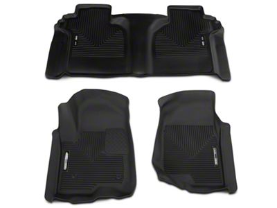 Husky Liners WeatherBeater Front and Second Seat Floor Liners; Black (19-24 Silverado 1500 Crew Cab w/ Rear Underseat Storage)