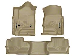 Husky Liners WeatherBeater Front and Second Seat Floor Liners; Footwell Coverage; Tan (15-19 Silverado 2500 HD Double Cab)