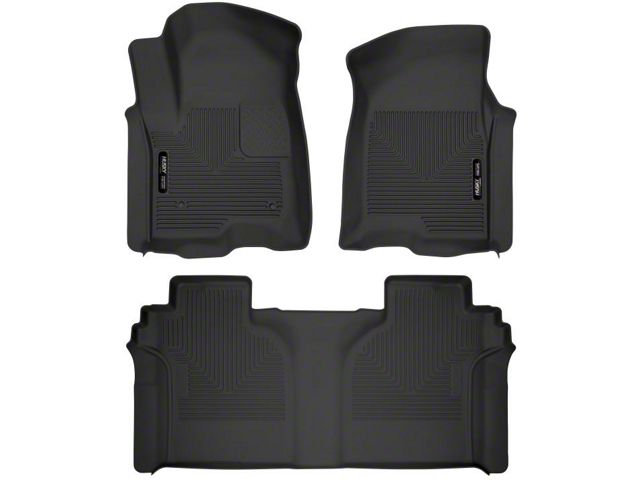 X-Act Contour Front and Second Seat Floor Liners; Black (20-24 Silverado 2500 HD Crew Cab)