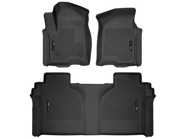 Husky Liners WeatherBeater Front and Second Seat Floor Liners; Black (20-24 Silverado 3500 HD Crew Cab w/ Rear Underseat Storage)
