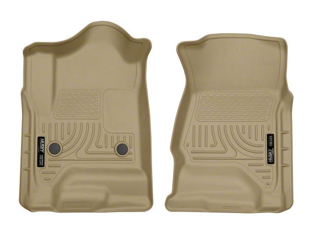 Husky Liners WeatherBeater Front Floor Liners; Tan (15-19 Silverado 3500 HD Double Cab, Crew Cab)