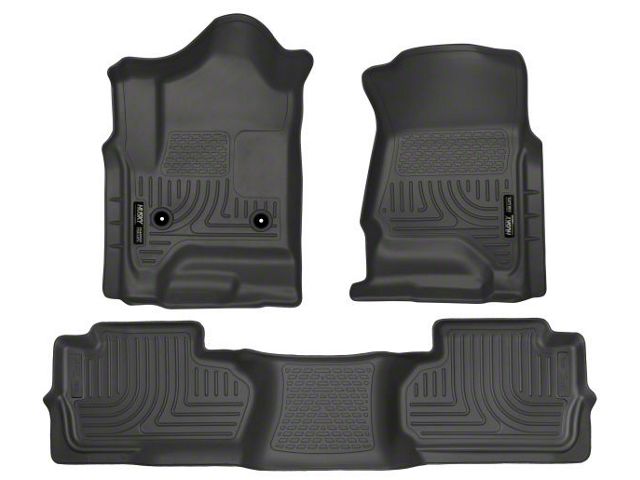Husky Liners WeatherBeater Front and Second Seat Floor Liners; Footwell Coverage; Black (15-19 Silverado 3500 HD Double Cab)