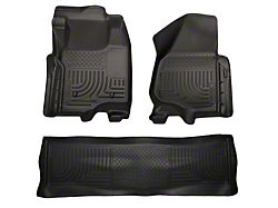Husky Liners WeatherBeater Front and Second Seat Floor Liners; Footwell Coverage; Black (11-12 F-250 Super Duty SuperCrew w/o Floor Shifter)