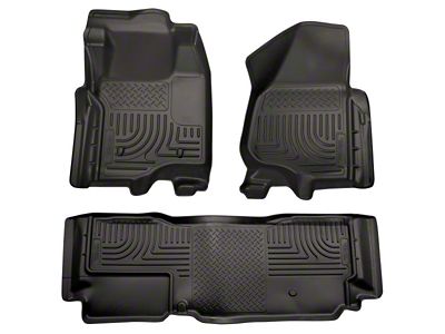 Husky Liners WeatherBeater Front and Second Seat Floor Liners; Footwell Coverage; Black (11-12 F-250 Super Duty SuperCab w/o Floor Shifter)