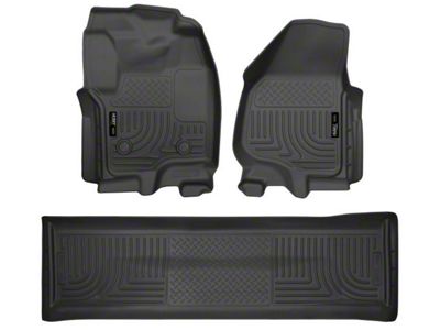 Husky Liners WeatherBeater Front and Second Seat Floor Liners; Footwell Coverage; Black (12-16 F-250 Super Duty SuperCrew w/o Floor Shifter)