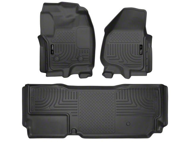 Husky Liners WeatherBeater Front and Second Seat Floor Liners; Footwell Coverage; Black (12-16 F-250 Super Duty SuperCab w/o Floor Shifter)