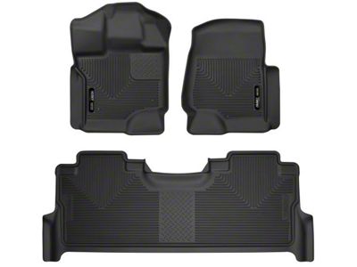 X-Act Contour Front and Second Seat Floor Liners; Black (17-22 F-250 Super Duty SuperCrew w/ Rear Underseat Storage)