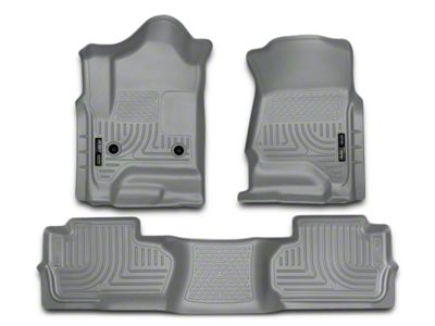 Husky Liners WeatherBeater Front and Second Seat Floor Liners; Footwell Coverage; Gray (14-18 Sierra 1500 Double Cab, Crew Cab)