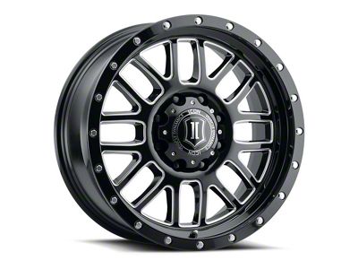ICON Alloys Alpha Gloss Black Milled 8-Lug Wheel; 20x9; 19mm Offset (01-06 Silverado 2500 HD)
