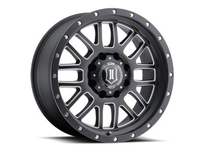 ICON Alloys Alpha Satin Black Milled 8-Lug Wheel; 20x9; 19mm Offset (03-09 RAM 3500 SRW)