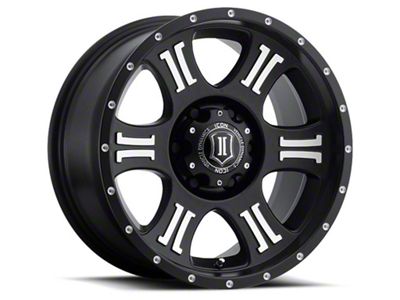 ICON Alloys Shield Satin Black Machined 8-Lug Wheel; 20x9; 12mm Offset (15-19 Silverado 2500 HD)