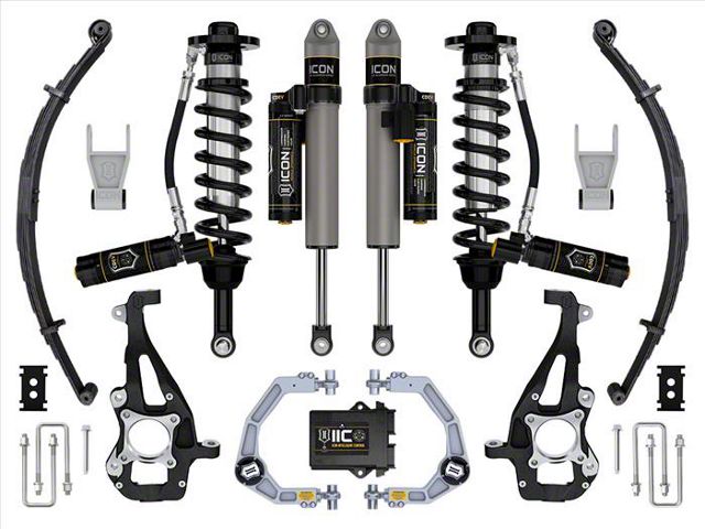 ICON Vehicle Dynamics 3.50 to 4.50-Inch Suspension Lift System with Billet Upper Control Arms and Leaf Pack; Stage 5 (21-24 4WD F-150 w/o CCD System & BlueCruise, Excluding Raptor)