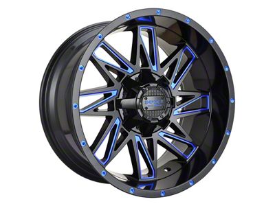Impact Wheels 814 Gloss Black and Blue Milled 5-Lug Wheel; 17x9; -12mm Offset (02-08 RAM 1500, Excluding Mega Cab)