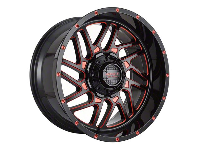 Impact Wheels 808 Gloss Black and Red Milled 6-Lug Wheel; 22x12; -44mm Offset (07-14 Tahoe)