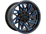Impact Wheels 814 Gloss Black and Blue Milled 6-Lug Wheel; 17x9; 0mm Offset (07-14 Yukon)