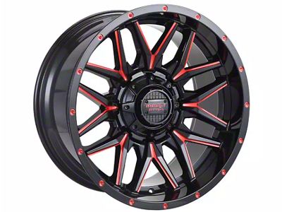 Impact Wheels 819 Gloss Black and Red Milled 5-Lug Wheel; 17x9; 0mm Offset (09-18 RAM 1500)