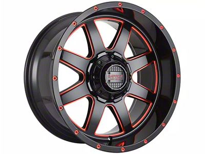 Impact Wheels 804 Gloss Black and Red Milled 6-Lug Wheel; 20x10; -12mm Offset (14-18 Sierra 1500)