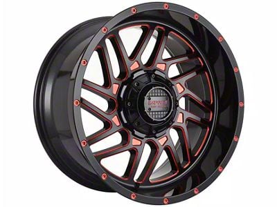 Impact Wheels 808 Gloss Black and Red Milled 6-Lug Wheel; 20x10; -12mm Offset (14-18 Sierra 1500)