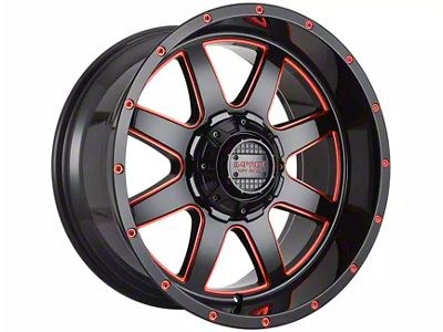 Impact Wheels 804 Gloss Black and Red Milled 6-Lug Wheel; 20x10; -12mm Offset (14-18 Silverado 1500)