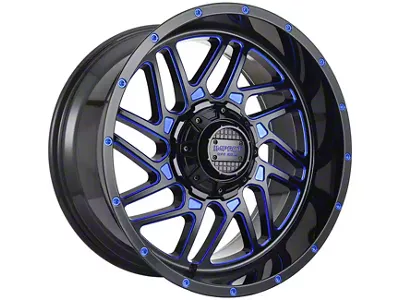 Impact Wheels 808 Gloss Black and Blue Milled 6-Lug Wheel; 20x10; -12mm Offset (14-18 Silverado 1500)