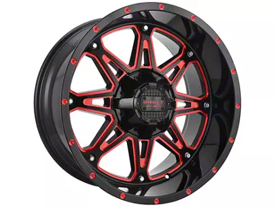 Impact Wheels 810 Gloss Black and Red Milled 6-Lug Wheel; 20x10; -12mm Offset (14-18 Silverado 1500)