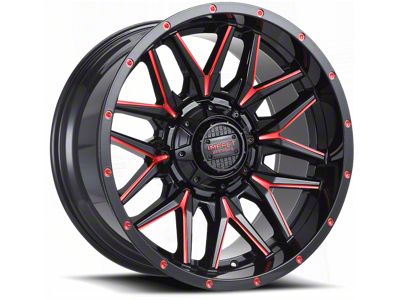 Impact Wheels 819 Gloss Black and Red Milled 6-Lug Wheel; 20x10; -12mm Offset (14-18 Silverado 1500)
