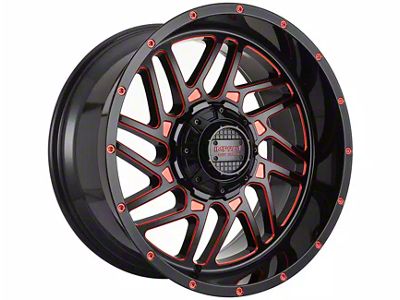 Impact Wheels 808 Gloss Black and Red Milled 6-Lug Wheel; 20x10; -12mm Offset (15-20 F-150)