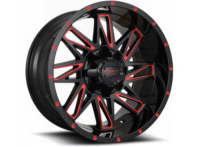 Impact Wheels 814 Gloss Black and Red Milled 6-Lug Wheel; 18x9; 0mm Offset (15-20 F-150)