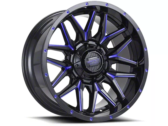 Impact Wheels 819 Gloss Black and Blue Milled 6-Lug Wheel; 18x9; 0mm Offset (15-20 F-150)