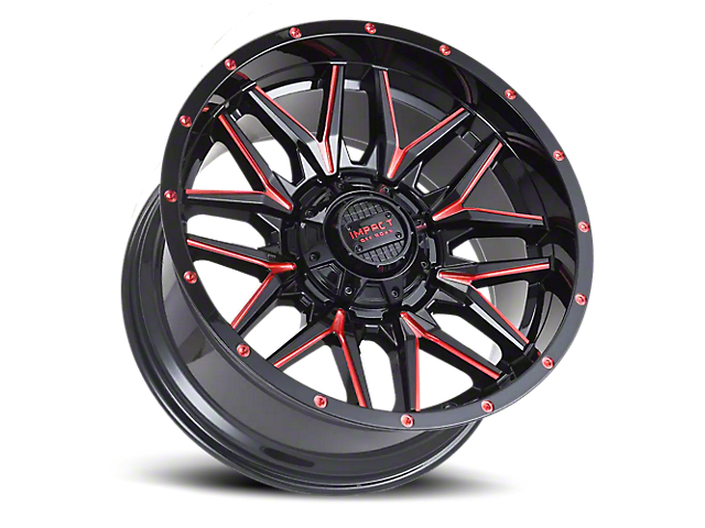 Red F150 Rims Impact Wheels F-150 819 Gloss Black and Red Milled 6-Lug Wheel; 17x9 ...