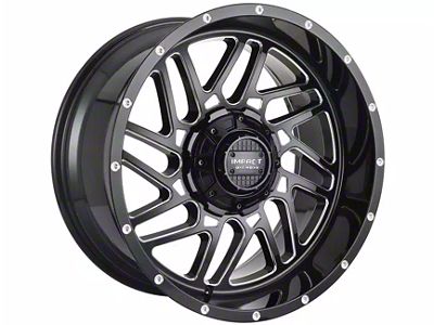 Impact Wheels 808 Gloss Black Milled 8-Lug Wheel; 22x12; -44mm Offset (15-19 Sierra 3500 HD SRW)